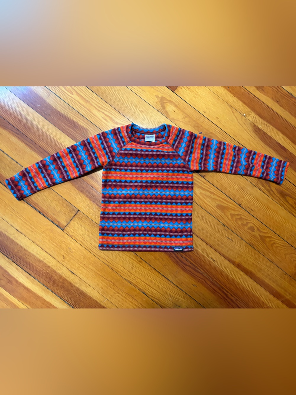 Patagonia 4T Micro D fleece crew pullover Aztec red blue - Picture 6 of 6
